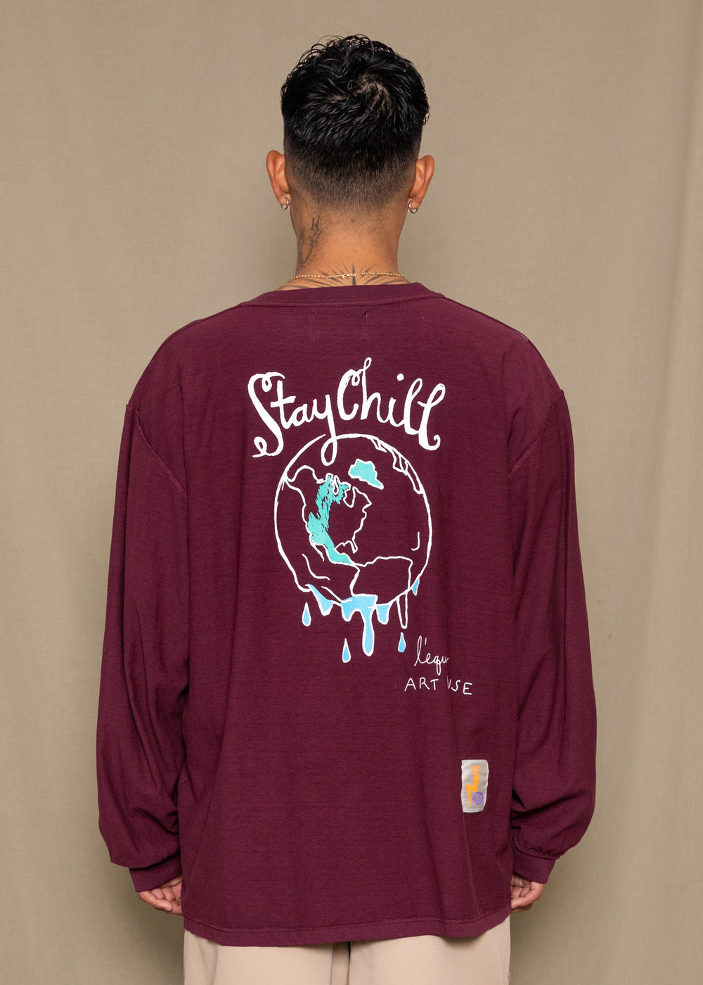 STAY CHILL REPURPOSED TEE (RED LS)