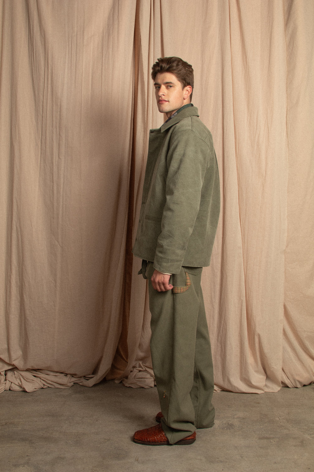 BOY PANT GREEN CANVAS SAGE