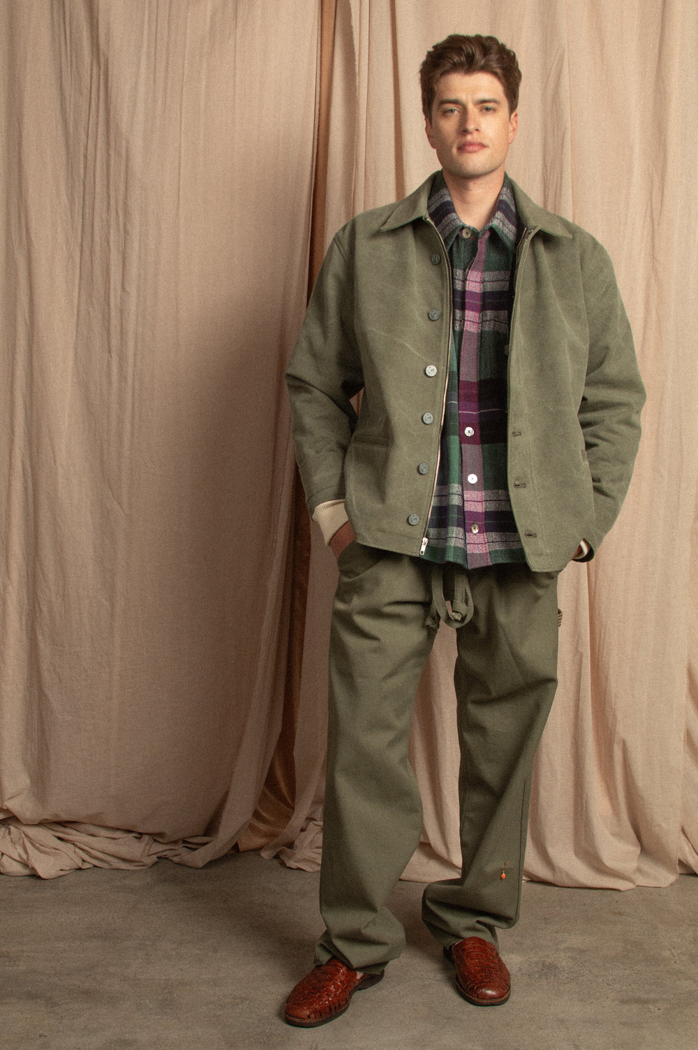 BOY PANT GREEN CANVAS SAGE