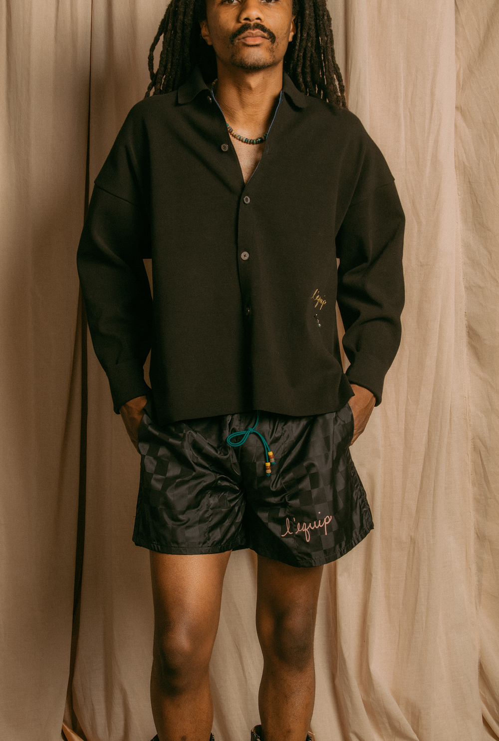 SWIM TRUNKS BLACK CHECK