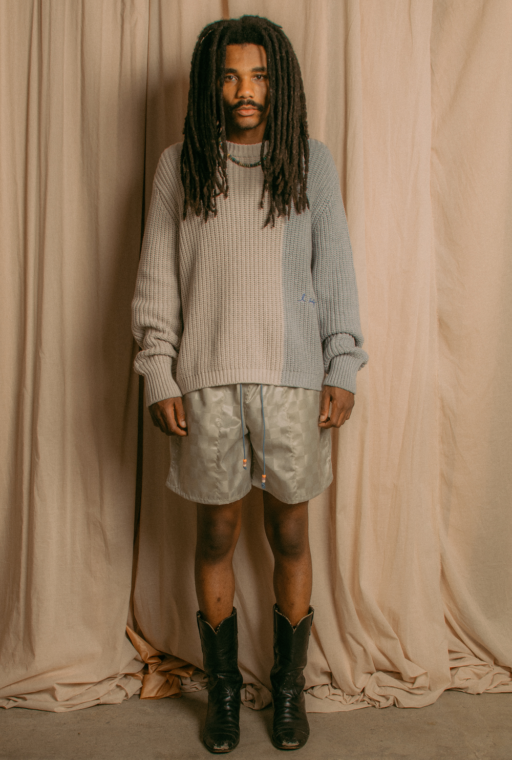 SWIM TRUNKS SILVER CHECK